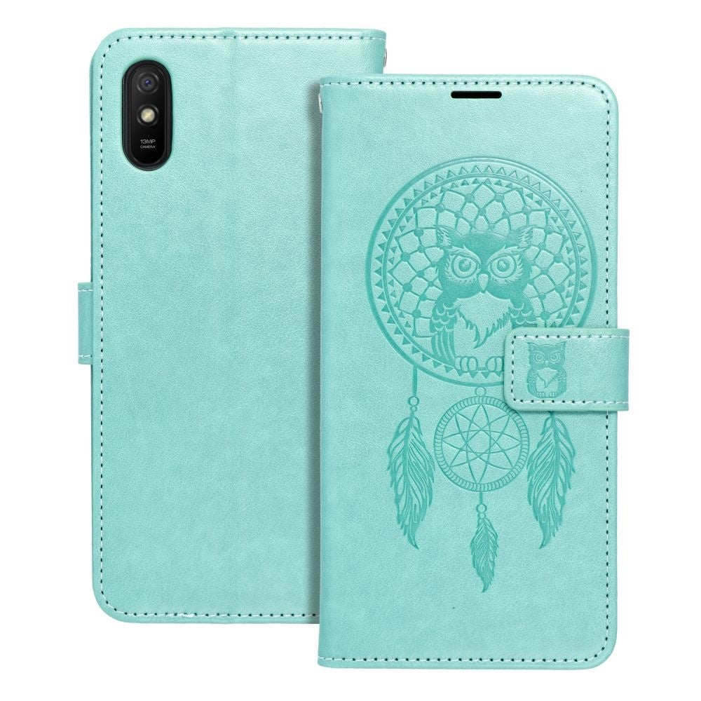 Калъф тип книга MEZZO за XIAOMI Redmi 9AT / Redmi 9A dreamcatcher зелен