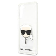 Заредете изображение във визуализатора на галерията – Оригинален гръб KARL LAGERFELD за SAMSUNG S21 Plus KLHCS21MKTR (Karl's Head) прозрачен
