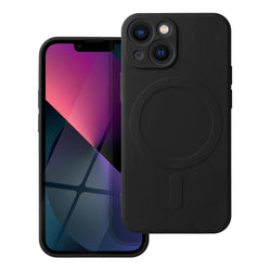 Гръб Silicone Mag Cover за iPhone 13 MINI с MagSafe (със защита на камерата) - черен