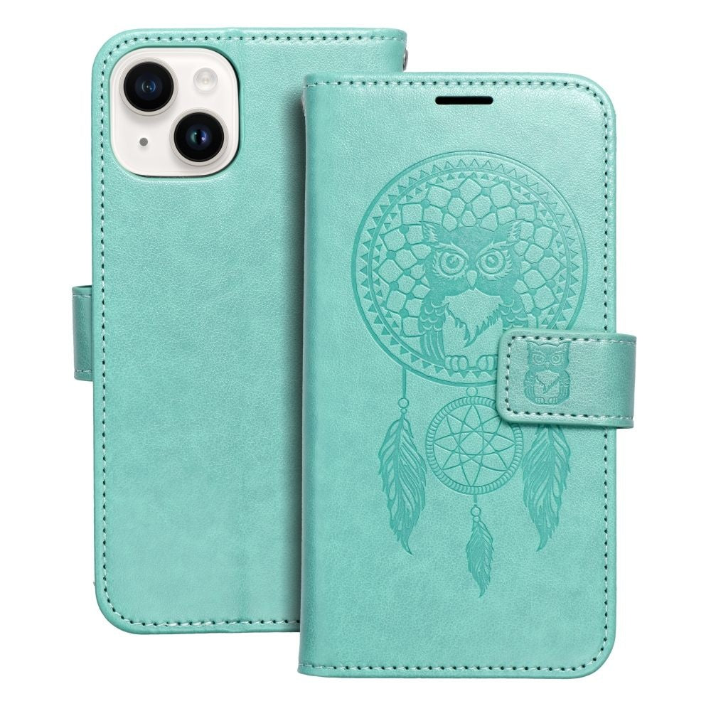 Калъф тип книга MEZZO за IPHONE 14 dreamcatcher зелен