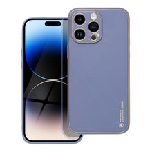Заредете изображение във визуализатора на галерията – Гръб LEATHER за IPHONE 14 Pro Max син
