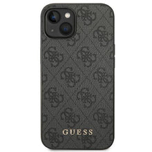 Заредете изображение във визуализатора на галерията – Оригинален гръб GUESS за IPHONE 14 GUHCP14SG4GFGR (4G Златист Logo) сив
