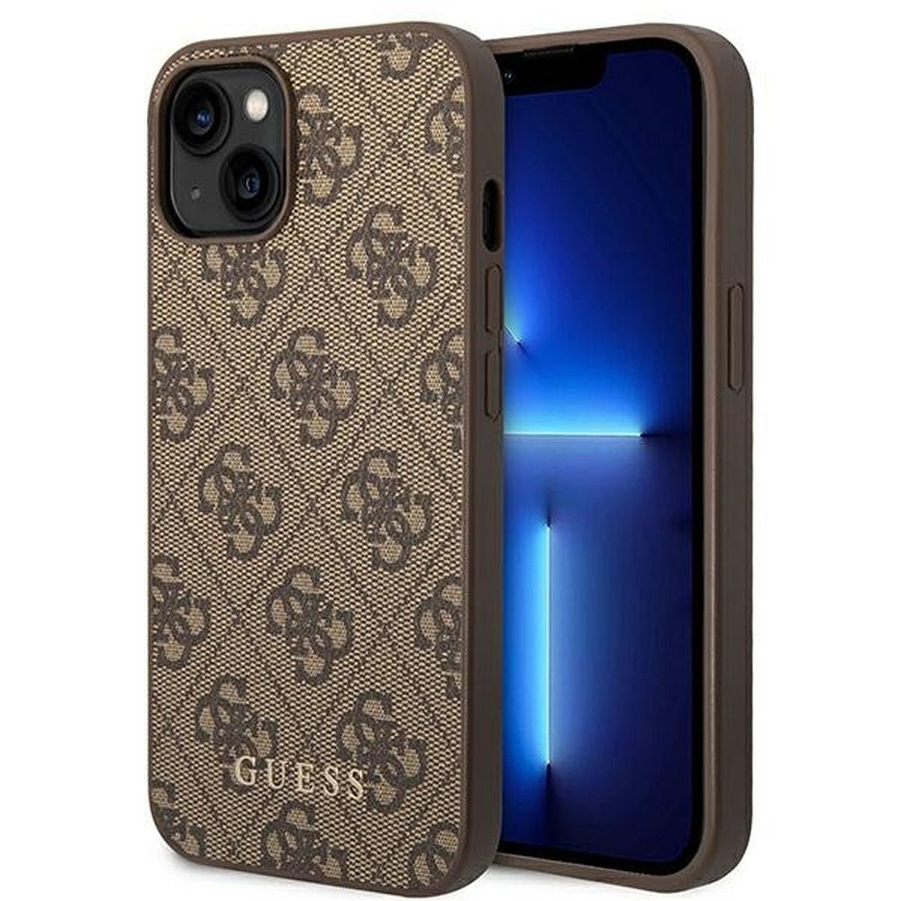 Оригинален гръб GUESS за IPHONE 14 Plus GUHCP14MG4GFBR (4G Златист Logo) кафяв