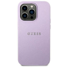 Заредете изображение във визуализатора на галерията – Оригинален гръб GUESS за IPHONE 14 Pro GUHCP14LPSASBPU (Saffiano With Metal Logo) лилав
