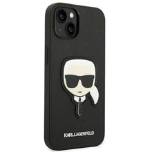 Заредете изображение във визуализатора на галерията – Оригинален гръб KARL LAGERFELD за IPHONE 14 Plus KLHCP14MSAPKHK (Saffiano With Karl Head Patch) черен
