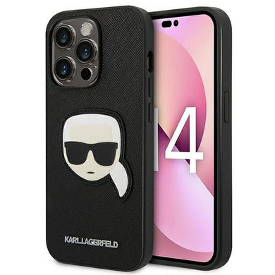 Оригинален гръб KARL LAGERFELD за IPHONE 14 Pro Max KLHCP14XSAPKHK (Saffiano With Karl Head Patch) черен