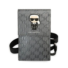 Заредете изображение във визуализатора на галерията – KARL LAGERFELD универсална чанта за мобилен KLWBSAMIPG (Monogram Ikonik Path) сребрист
