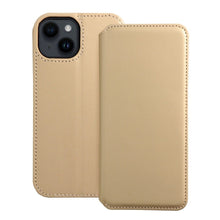 Заредете изображение във визуализатора на галерията – Калъф тип книга DUAL POCKET за IPHONE 14 златист
