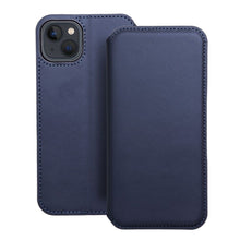 Заредете изображение във визуализатора на галерията – Калъф тип книга DUAL POCKET за IPHONE 13 тъмно син
