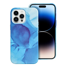 Заредете изображение във визуализатора на галерията – Гръб LEATHER MAG COVER за IPHONE 14 Pro Max син splash
