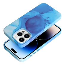 Заредете изображение във визуализатора на галерията – Гръб LEATHER MAG COVER за IPHONE 14 Pro Max син splash
