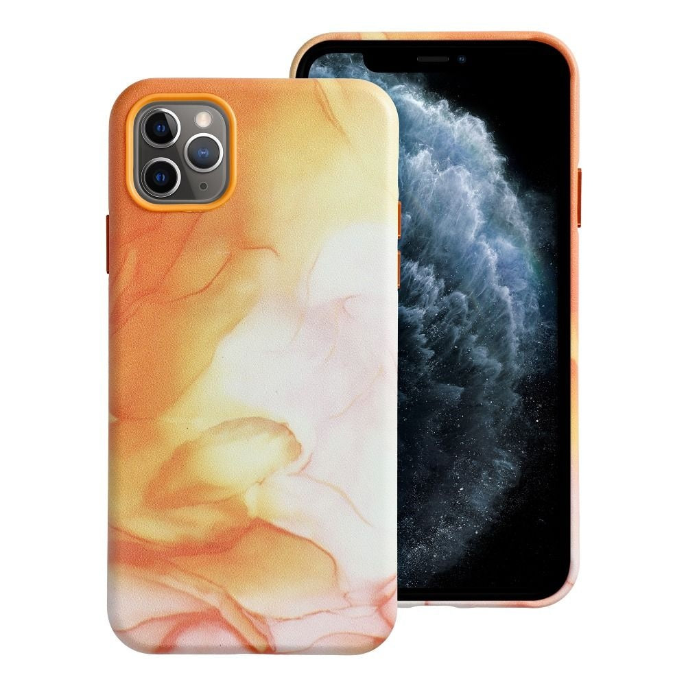 Гръб LEATHER MAG COVER за IPHONE 11 Pro Max оранжев splash