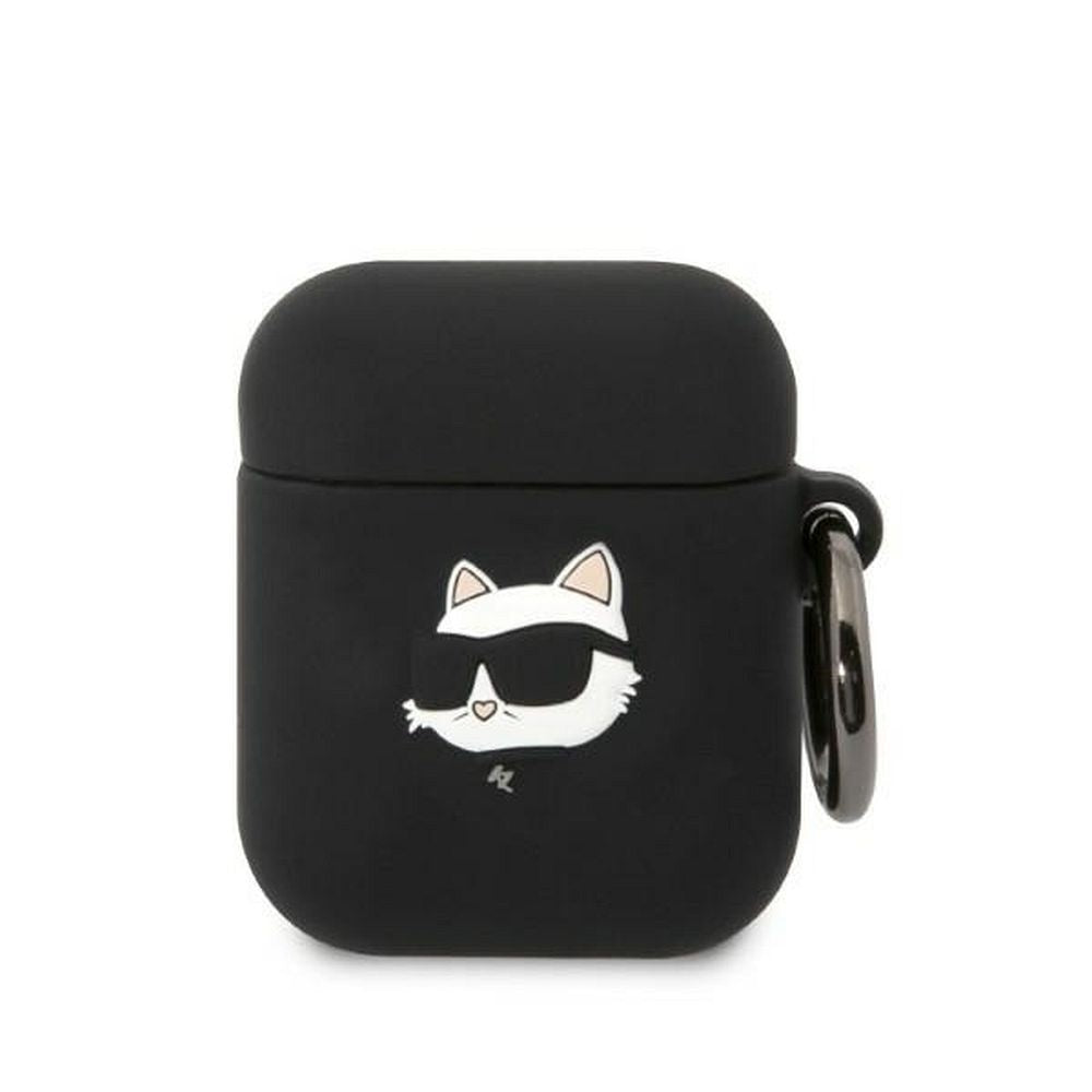 Оригинален калъф KARL LAGERFELD за APPLE Airpods 1 / 2 KLA2RUNCHK (3D Sil NFT Choupette) черен