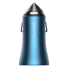 BASEUS зарядно за кола USB A + Type C + кабел Type C към Lightning PD QC4.0 3A 40W TZCCJD-03 син