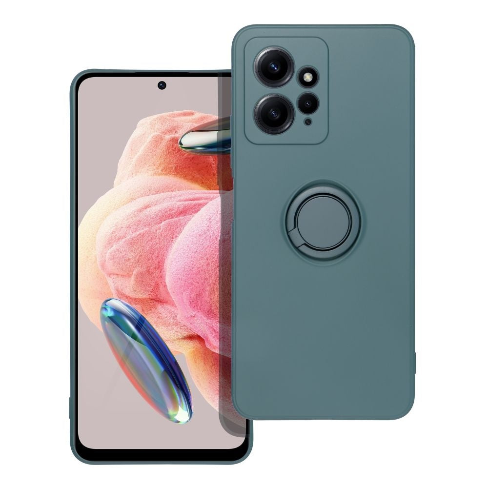 Силиконов гръб с пръстен за XIAOMI Redmi Note 12 4G зелен