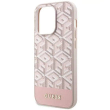 Заредете изображение във визуализатора на галерията – Оригинален гръб GUESS за IPHONE 14 Pro compatible with MagSafe GUHMP14LHGCFSEP (GCUBE Stripes) розов
