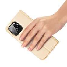 Заредете изображение във визуализатора на галерията – Калъф тип книга DUX DUCIS SKIN PRO за IPHONE 14 Pro Max златист
