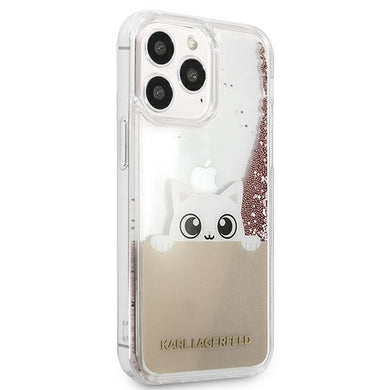 Оригинален гръб KARL LAGERFELD за IPHONE 13 Pro Max KLHCP13XPABGNU (Liquid Glitter Peek A Boo) розов