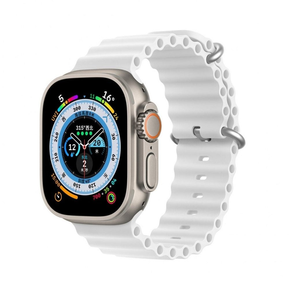 DUX DUCIS каишка OCEAN WAVE силиконова за Apple Watch 42 / 44 / 45 мм бял