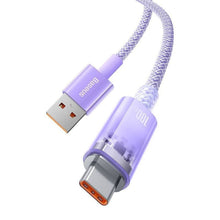 Заредете изображение във визуализатора на галерията – BASEUS кабел USB A към Type C PD 100W Explorer CATS010405 1 м лилав
