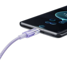 Заредете изображение във визуализатора на галерията – BASEUS кабел USB A към Type C PD 100W Explorer CATS010405 1 м лилав
