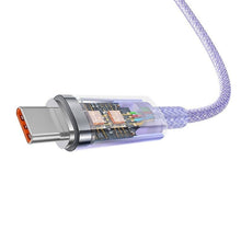 Заредете изображение във визуализатора на галерията – BASEUS кабел USB A към Type C PD 100W Explorer CATS010405 1 м лилав
