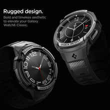 Заредете изображение във визуализатора на галерията – SPIGEN RUGGED ARMOR калъф за ”PRO” for SAMSUNG Galaxy Watch 6 Classic (43 mm) matte черен
