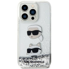 Заредете изображение във визуализатора на галерията – Оригинален гръб KARL LAGERFELD за IPHONE 14 Pro Max KLHCP14XLDHKCNS (Liquid Glitter KC) бял
