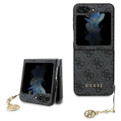 Оригинален гръб GUESS за SAMSUNG Z Flip 5 GUHCZF5GF4GGR (4G Charm) сив
