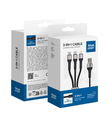 BLUE STAR плетен кабел 2,4A 3в1 USB A към Lightning / Micro USB / Type C TFK-DC-010 1,2 м черно