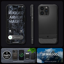Заредете изображение във визуализатора на галерията – SPIGEN RUGGED ARMOR калъф за MAG compatible with MagSafe for IPHONE 15 Pro matte черен
