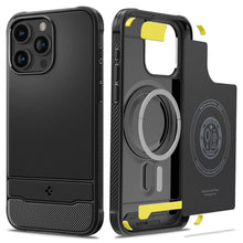 Заредете изображение във визуализатора на галерията – SPIGEN RUGGED ARMOR калъф за MAG compatible with MagSafe for IPHONE 15 Pro Max matte черен
