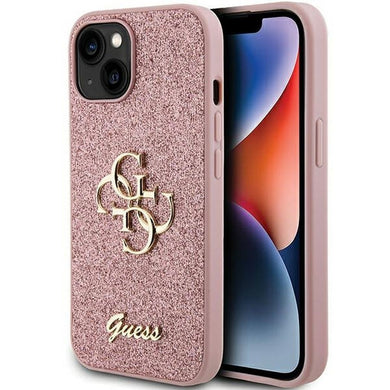 Оригинален гръб GUESS за IPHONE 15 GUHCP15SHG4SGP (Fixed Glitter Big 4G) розов