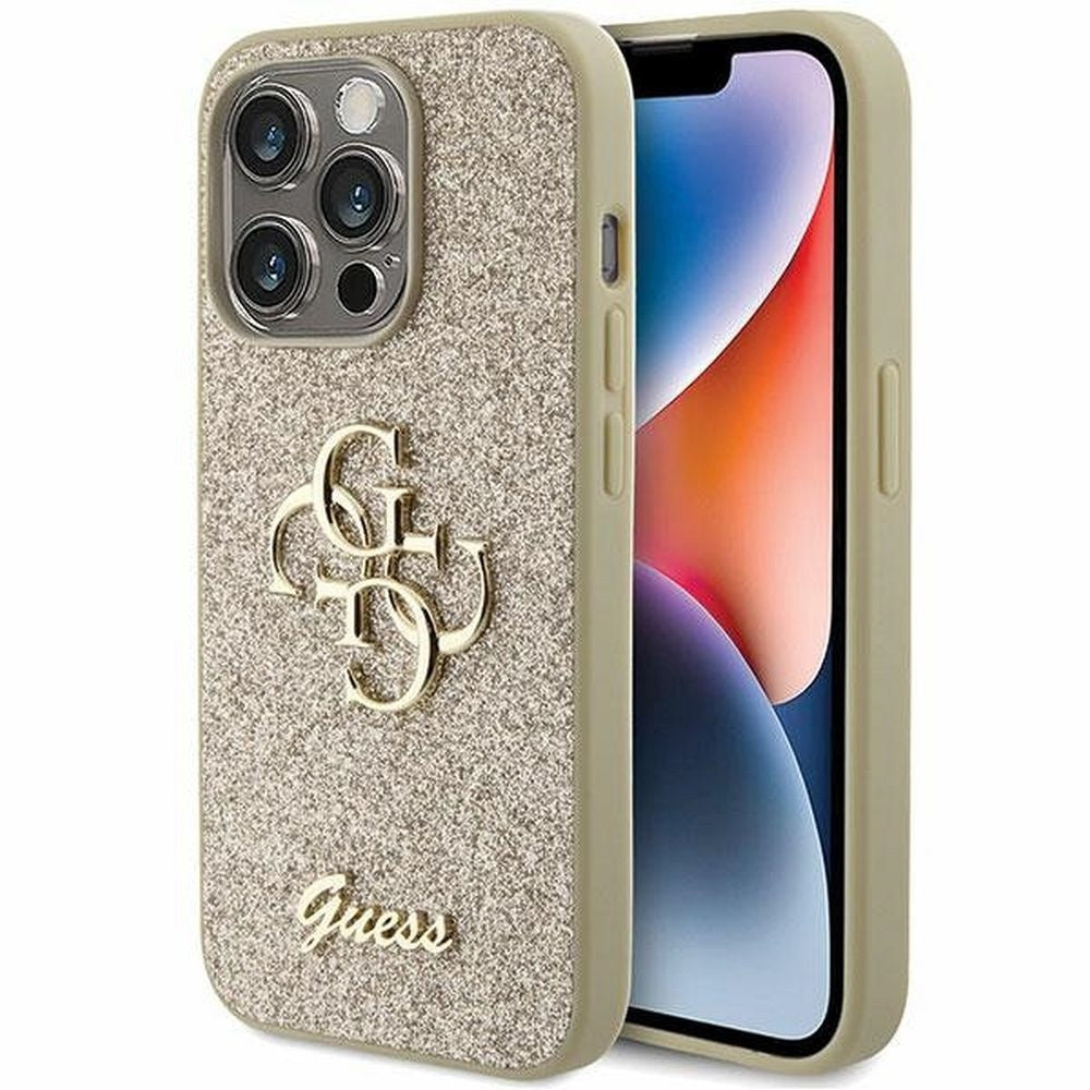 Оригинален гръб GUESS за IPHONE 15 Pro Max GUHCP15XHG4SGD (Fixed Glitter Big 4G) златист