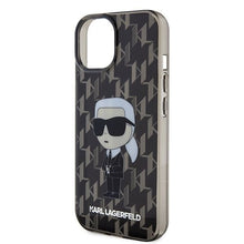 Заредете изображение във визуализатора на галерията – Оригинален гръб KARL LAGERFELD за IPHONE 15 KLHCP15SHNKMKLK (Ikonik Monogram) черен
