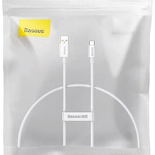 Заредете изображение във визуализатора на галерията – BASEUS кабел USB A към Typ C PD 5A 100W P10320102214-00 0,25 м бял
