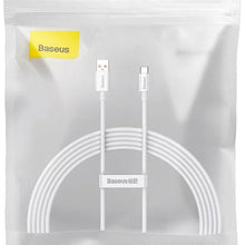 Заредете изображение във визуализатора на галерията – BASEUS кабел USB A към Typ C PD 6A 100W P10320102214-03 2 м бял
