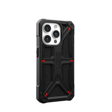 Заредете изображение във визуализатора на галерията – Гръб UAG Urban Armor Gear MONARCH за IPHONE 15 Pro kevlar черен
