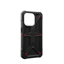 Заредете изображение във визуализатора на галерията – Гръб UAG Urban Armor Gear MONARCH за IPHONE 15 Pro kevlar черен
