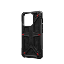 Заредете изображение във визуализатора на галерията – Гръб UAG Urban Armor Gear MONARCH за IPHONE 15 Pro kevlar черен
