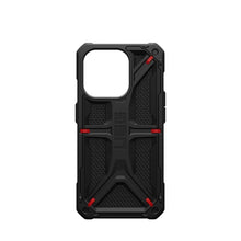 Заредете изображение във визуализатора на галерията – Гръб UAG Urban Armor Gear MONARCH за IPHONE 15 Pro kevlar черен
