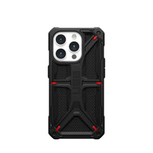 Заредете изображение във визуализатора на галерията – Гръб UAG Urban Armor Gear MONARCH за IPHONE 15 Pro kevlar черен
