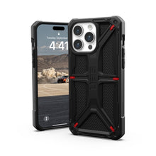 Заредете изображение във визуализатора на галерията – Гръб UAG Urban Armor Gear MONARCH за IPHONE 15 Pro Max kevlar черен
