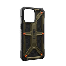 Заредете изображение във визуализатора на галерията – Гръб UAG Urban Armor Gear MONARCH за IPHONE 15 Pro Max kevlar element зелен

