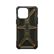 Заредете изображение във визуализатора на галерията – Гръб UAG Urban Armor Gear MONARCH за IPHONE 15 Pro Max kevlar element зелен
