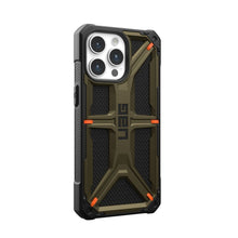 Заредете изображение във визуализатора на галерията – Гръб UAG Urban Armor Gear MONARCH за IPHONE 15 Pro Max kevlar element зелен
