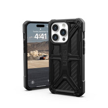 Заредете изображение във визуализатора на галерията – Гръб UAG Urban Armor Gear MONARCH за IPHONE 15 Pro carbon fiber
