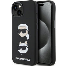 Заредете изображение във визуализатора на галерията – Оригинален гръб KARL LAGERFELD за IPHONE 15 KLHCP15SSDHKCNK (Silicone KC) черен
