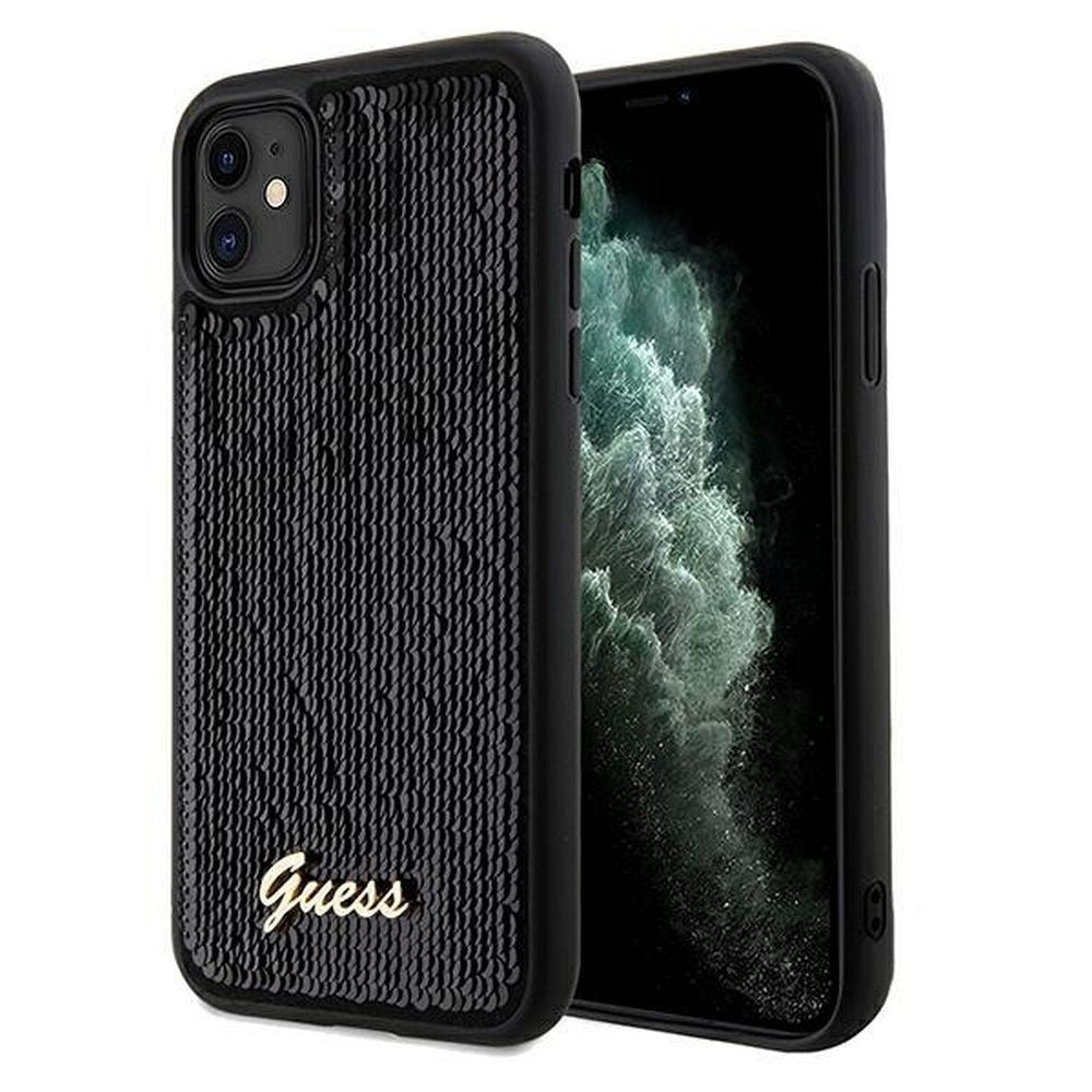 Оригинален гръб GUESS за IPHONE 11 GUHCN61PSFDGSK (Sequin Script Metal) черен