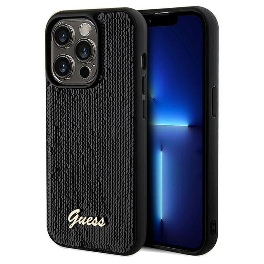 Оригинален гръб GUESS за IPHONE 14 Pro GUHCP14LPSFDGSK (Sequin Script Metal) черен